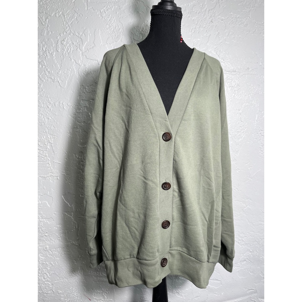 GAP Oversized Hooded Cardigan Large Sage Green Button Front Sweatshirt
